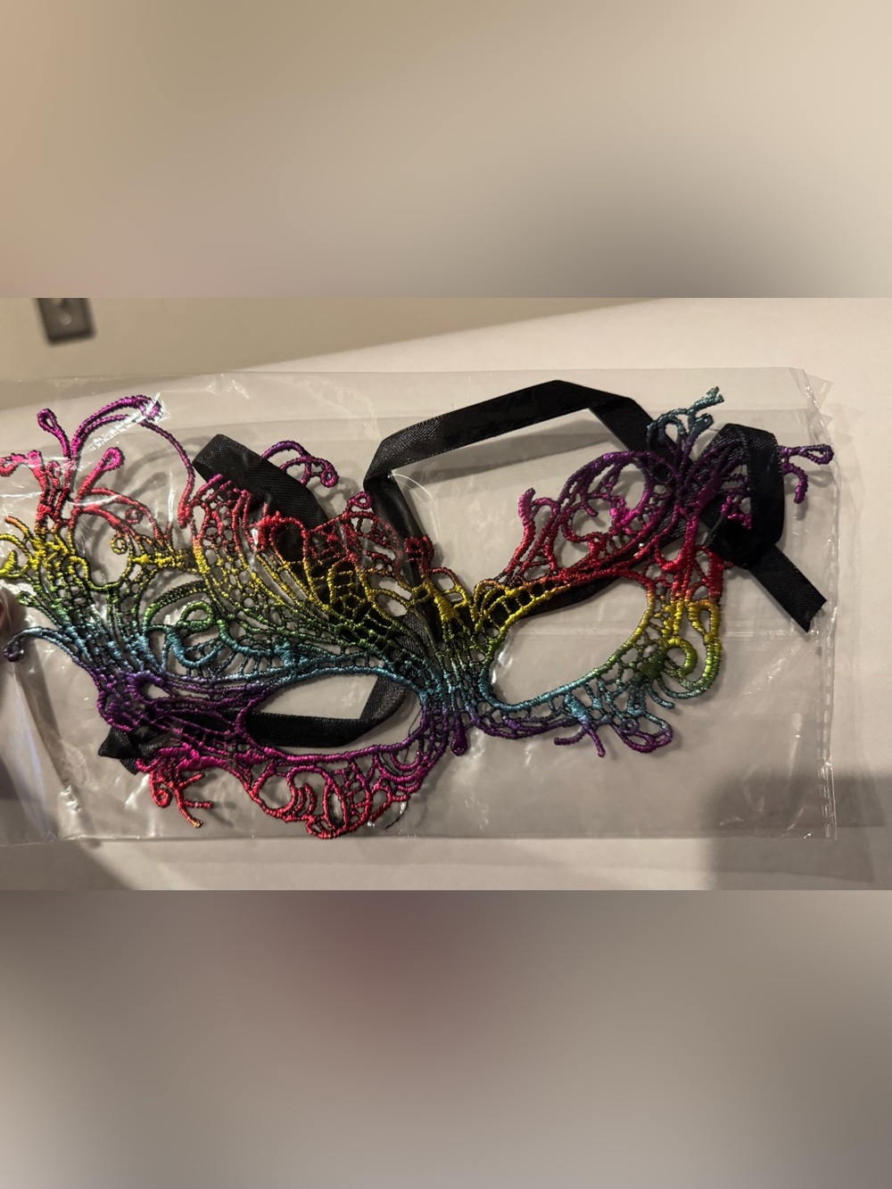 Set of 3 Embroidered Rainbow, Black and Blue Women's Masquerade Mask